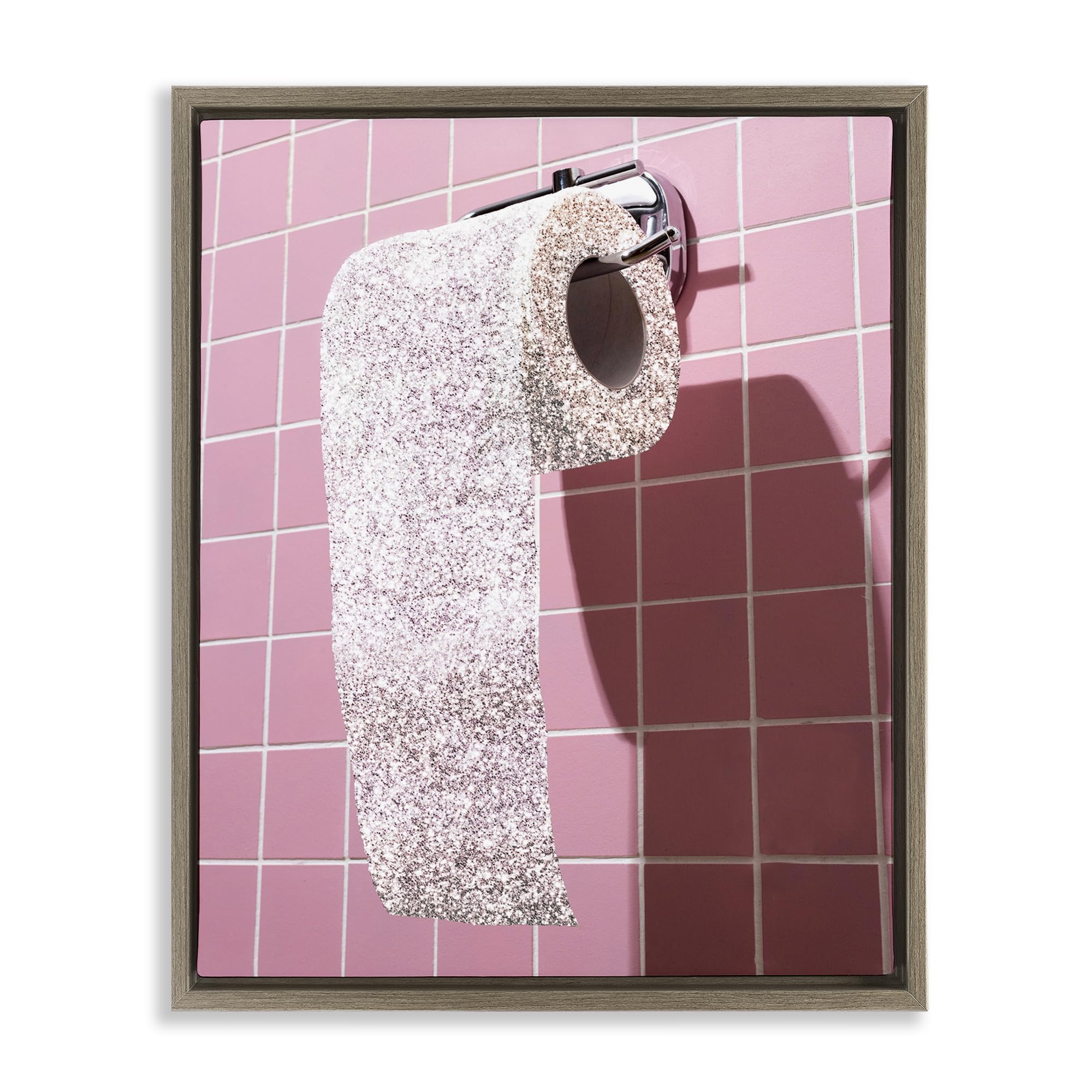 Stupell Industries Montalcino Elm (Textured) Glam Novelty Bathroom Chic, 24 X 30 Inch Canvas In Floater Frame
