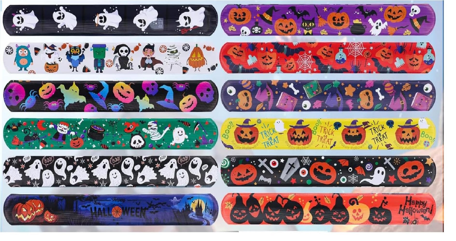 Birthday Popper Halloween Theme Slap Bracelets Bands | Set of 12 | Birthday / Halloween/ Thanks Giving Day Party Favors and Return Gift for Kids,boys and girls of All Age Group - Multi colour (B0CKPT294Q) Amazon Price History, Amazon Price Tracker