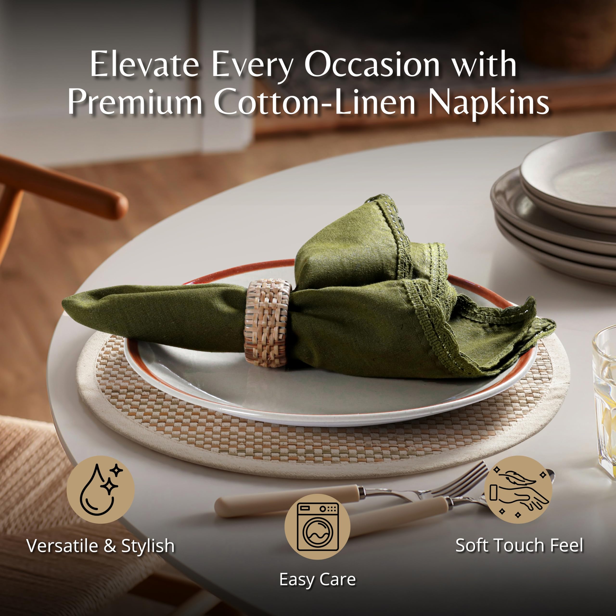 Juego De 12 Servilletas De Lino Suaves Y Duraderas Para Boda, image size:2560x2560