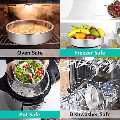 Miniatura 6 de P&P CHEF Juego de moldes redondos de acero inoxidable para tartas de 6, 8 y 9 pulgadas, para cumpleaños, boda, no tóxico y saludable, construcción