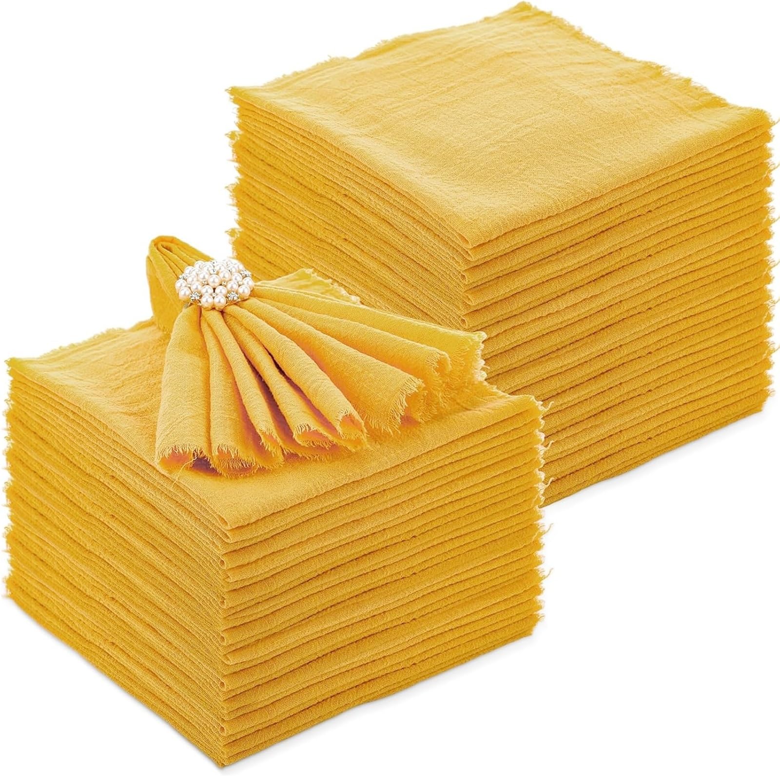 Cotton Table Napkins, Cotton Gauze Table Napkins 32x32cm Reusable Multicolor Wedding Decor(20pcs Gold)