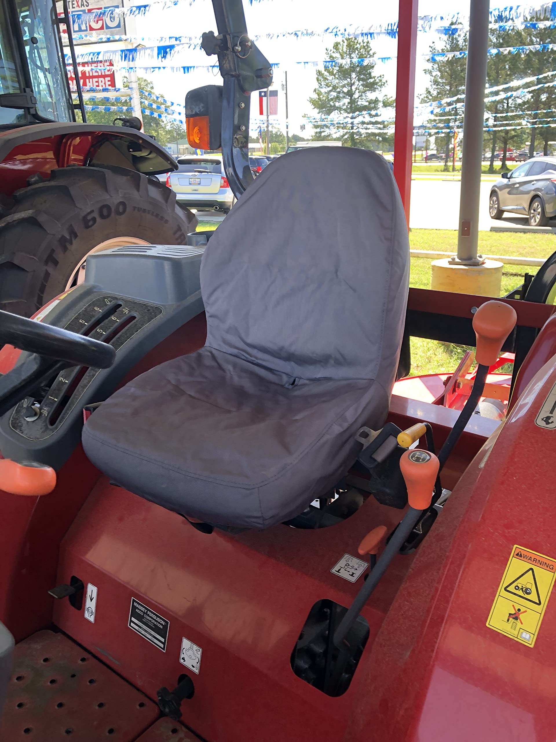 Durafit Seat Covers Compatible with Massey Ferguson 1825,2860,1723,2705 Tractors with high Back seat with no armrests Black (Charcoal)