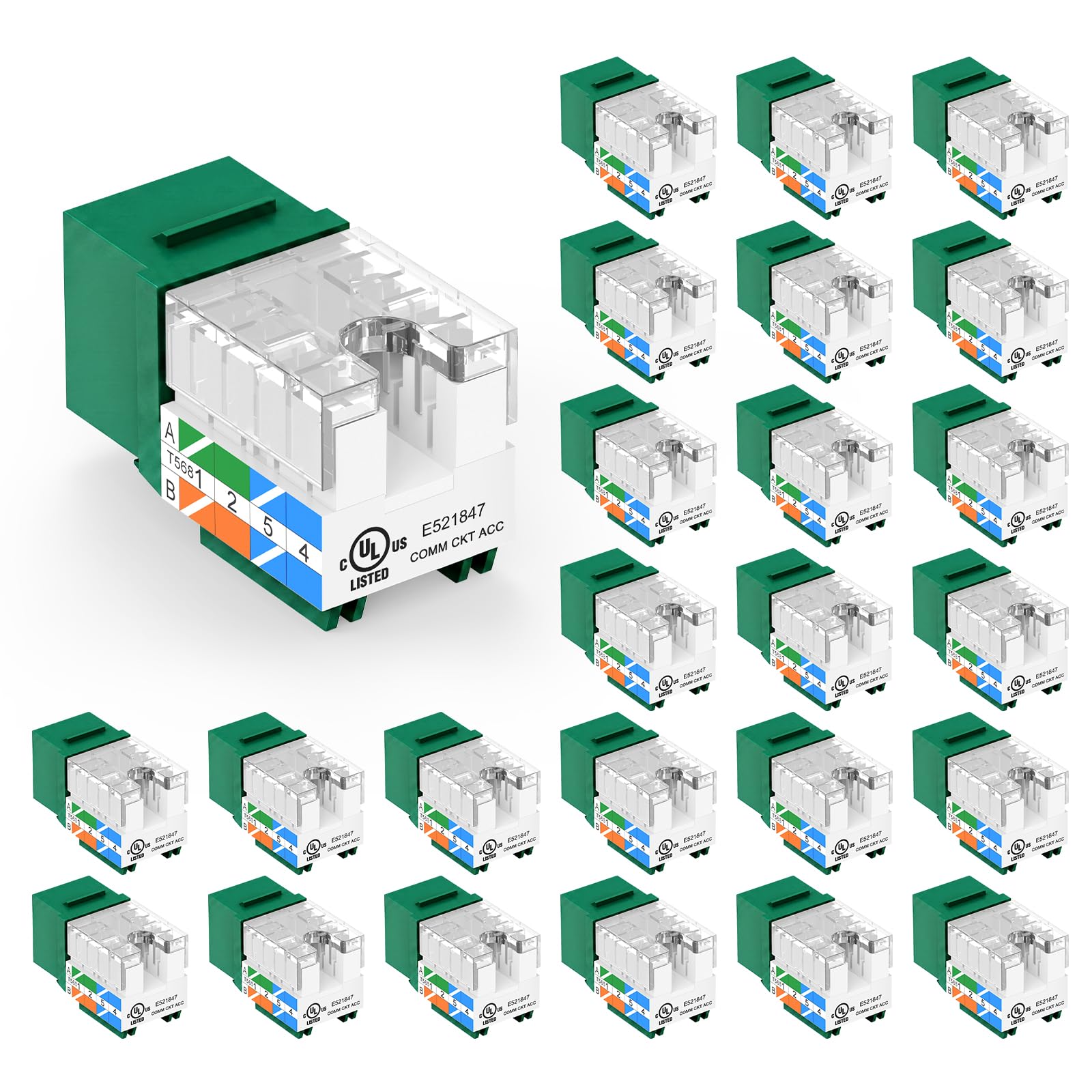VCE UL Listed Cat6 Keystone Jacks 10Gbps 25-Pack, Blue — Amazon image 14