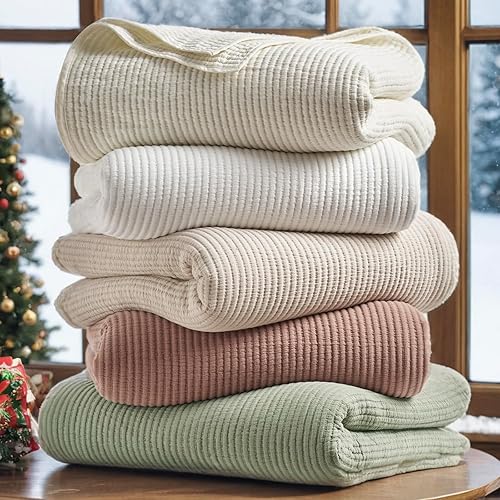 Miniatura 7 de EVERGRACEHOME Juego de colcha de algodón tamaño King de 3 piezas, juego de edredón ligero y suave acanalado Matelassé, acogedor juego de ropa de