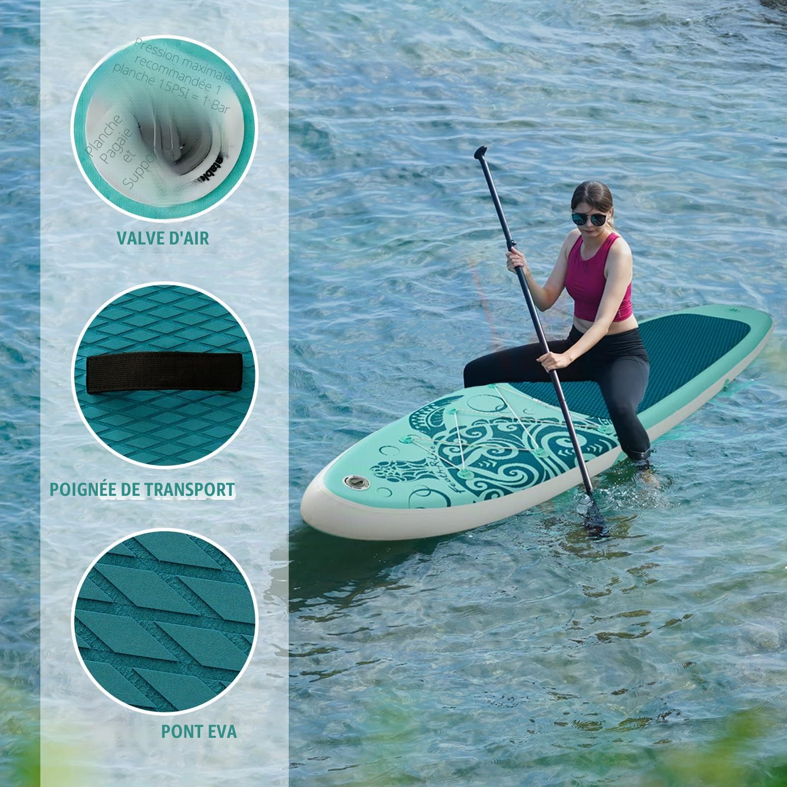 FEATH-R-LITE Stand Up Paddle Board Gonflable pour Adultes Sup avec Deux configurations différentes d'accessoires