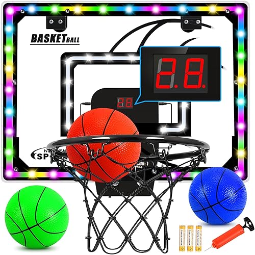 AOKESI Indoor Mini Basketball Hoop Set with 3 Balls for Kids and Adults - Pro Mini Basketball Hoop for Door with Complete Basketball Accessories