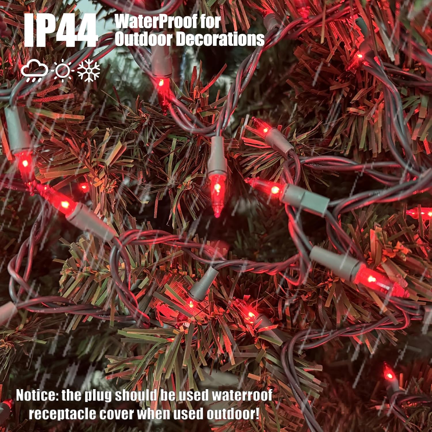 HISHINY Christmas Lights 100 Count Red Christmas Tree String Lights with Green Wire for Outdoor Indoor Christmas Decorations Wedding Decorations Valentines Day Decor,UL Certified (21feet) - Image 3