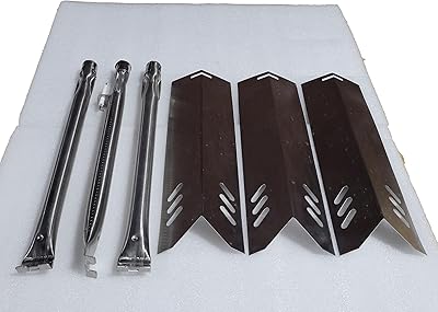Quickflame Set of Three Stainless Steel Replacement Heat Plates and Burners for Master Cook 3 Burner Grill Model