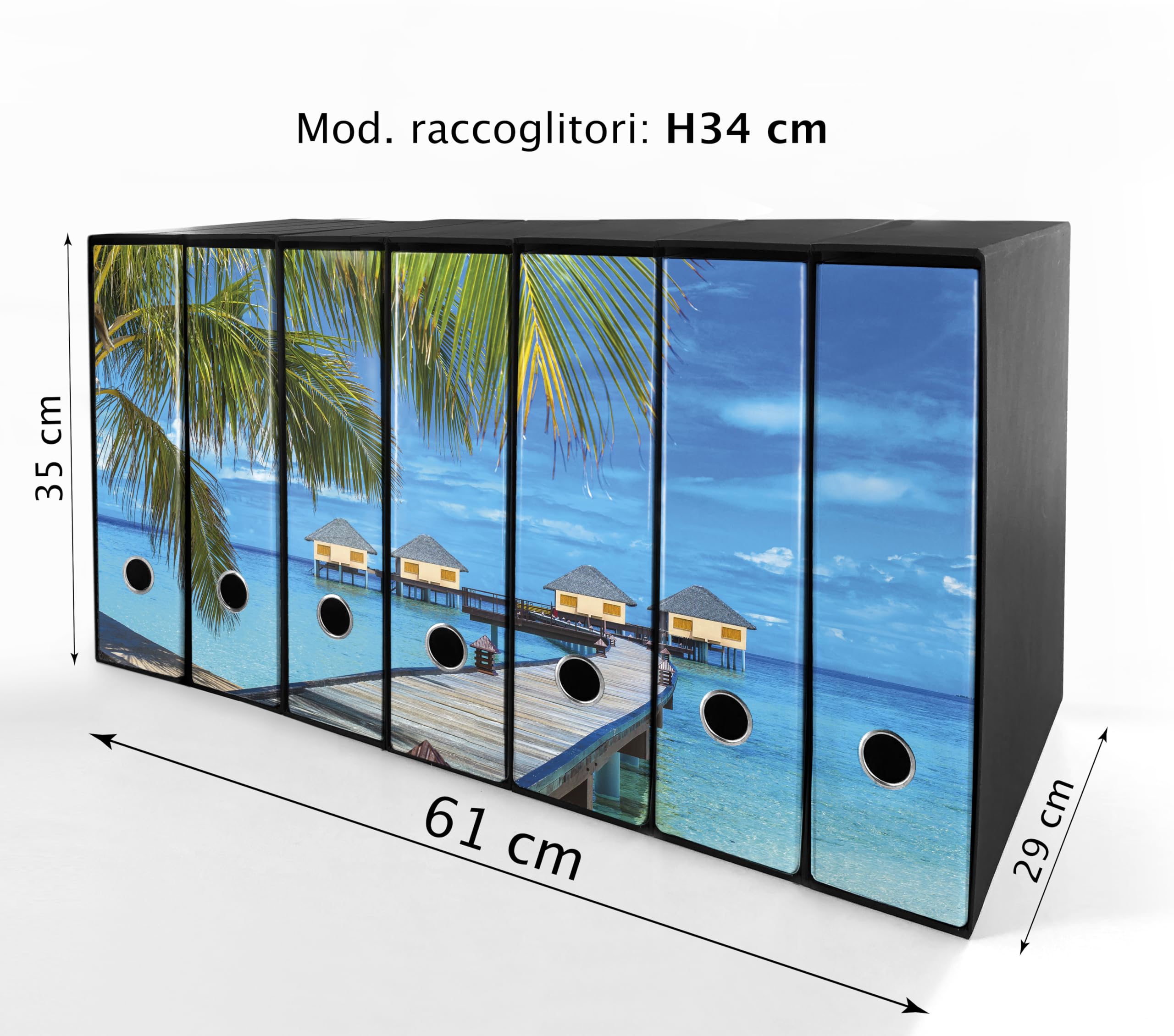 Set da 7 raccoglitori ad anelli MALDIVE - Faldoni SHAREPRINTING (H34 con 2 anelli)