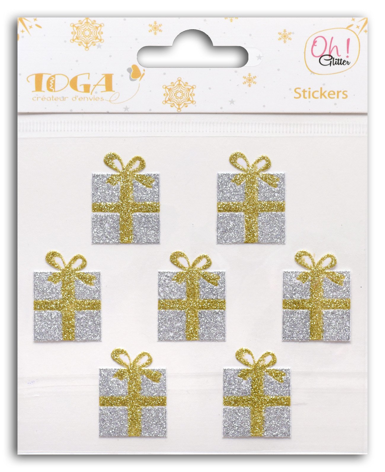 Toga Oh. Glitter STO134 7 Stickers Gifts for Scrapbooking Paper Glitter Gold/Silver Pack of 10 x 10 x 0.1 cm