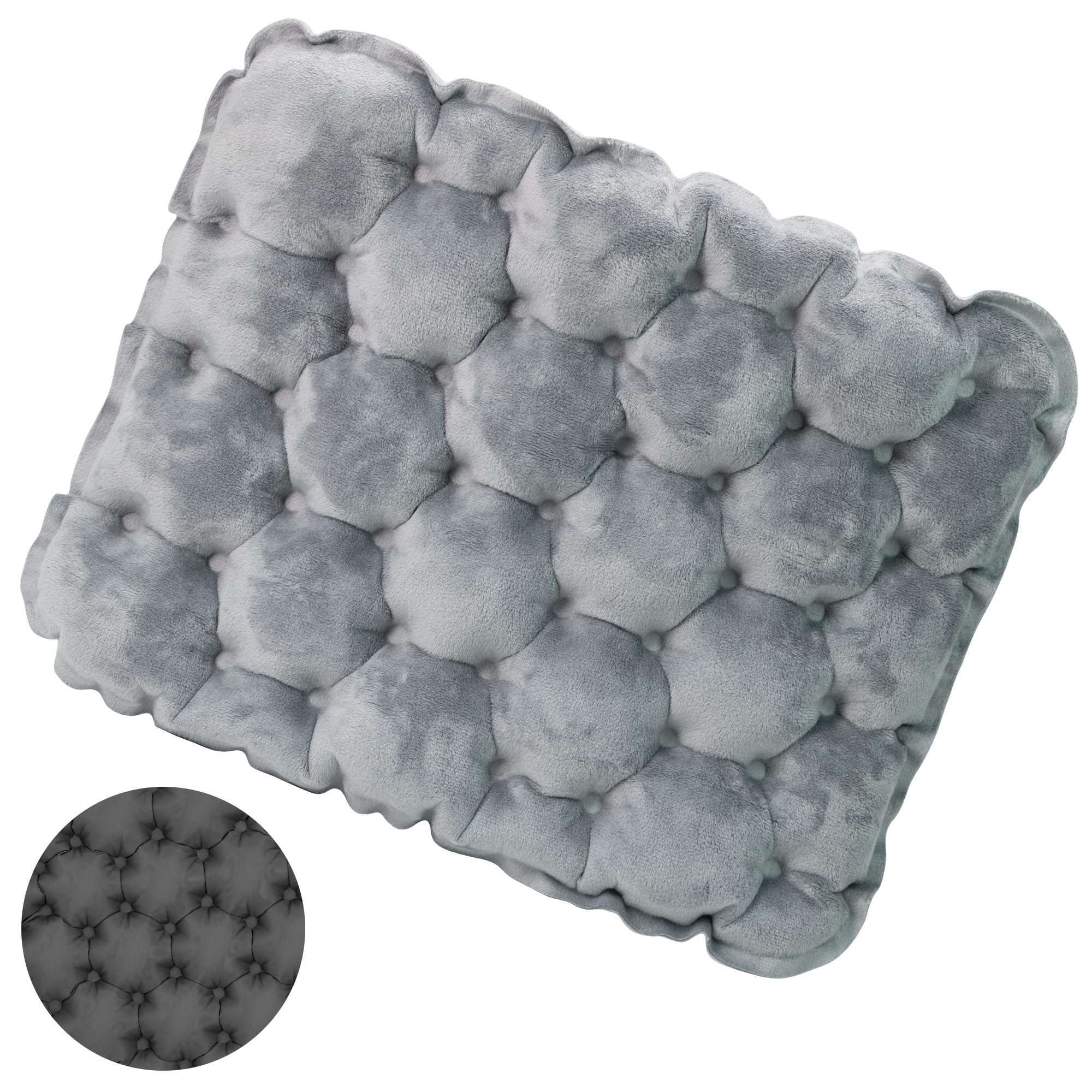 EULANT Velvet Aufblasbares Camping Sitzkissen, 40D Nylon + Velvet Oberfläche, 45 x 33 x 5 cm, Wasserdicht, Weich, Minimalistisch, Grau + Schwarz Nylon