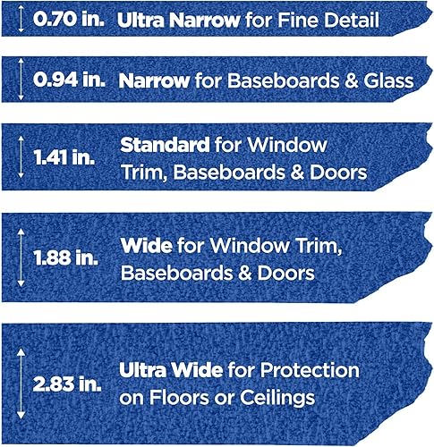 Miniatura 7 de ScotchBlue Cinta de pintor, 0.94 pulgadas de ancho x 60 yardas, 8 rollos, azul, multisuperficie, interior/exterior, 45% de recursos renovables, sin