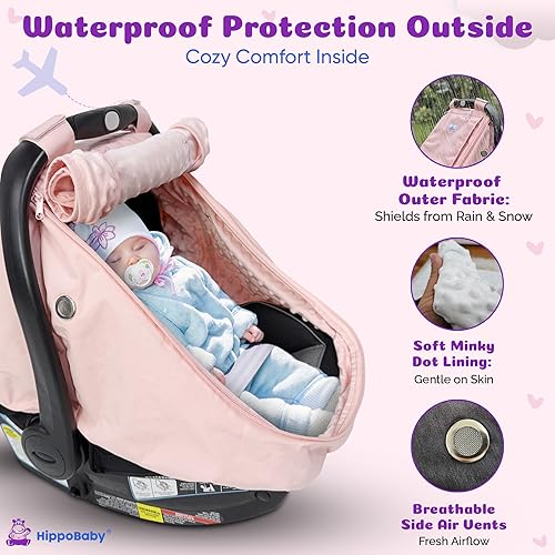 Miniatura 6 de Funda impermeable para asiento de automóvil de bebé, resistente al viento, para bebés, toldo de asiento de automóvil infantil para niños y niñas,