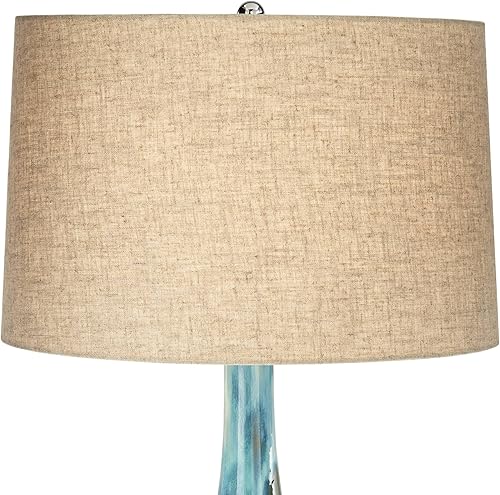 Miniatura 7 de Possini Euro Design Kenia - Juego de 2 lámparas de mesa auxiliares tropicales costeras de 29 12 pulgadas de alto, color azul, verde, cerámica,