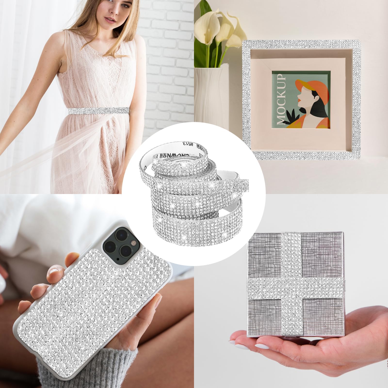 Ticeed Strass-diamantlint, 5 rollen stickers voor kunsthandwerk, telefoondecoratie, auto en doe-het-zelf