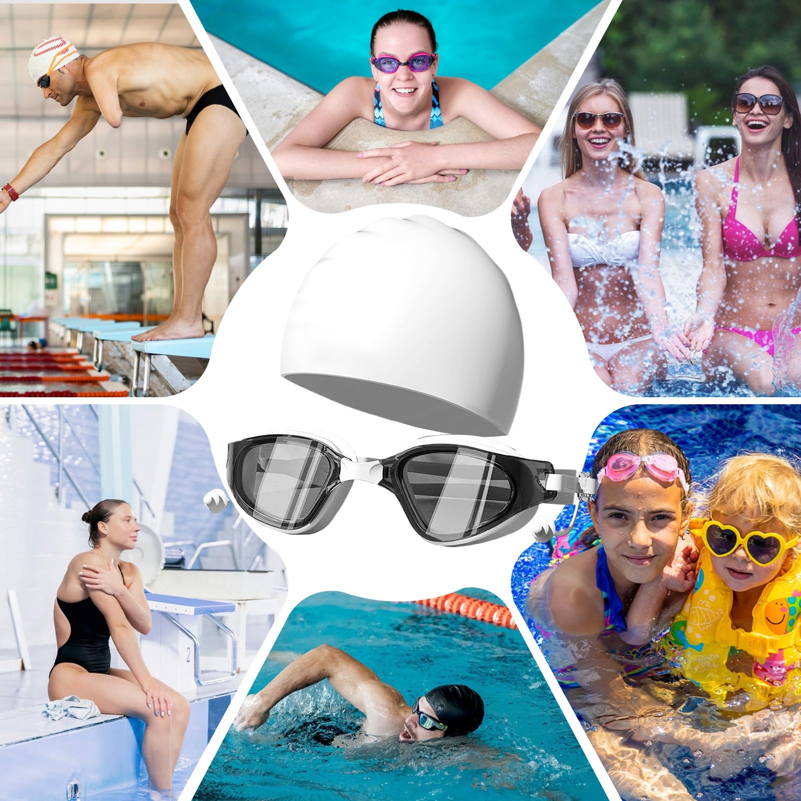 Générique Occhiali da nuoto, protezione UV anti-appannamento, occhiali da nuoto per adulti, unisex, per uomini, ragazzi, ragazze, giovani, ragazzi, marito, figlio, figlia, famiglia e amici