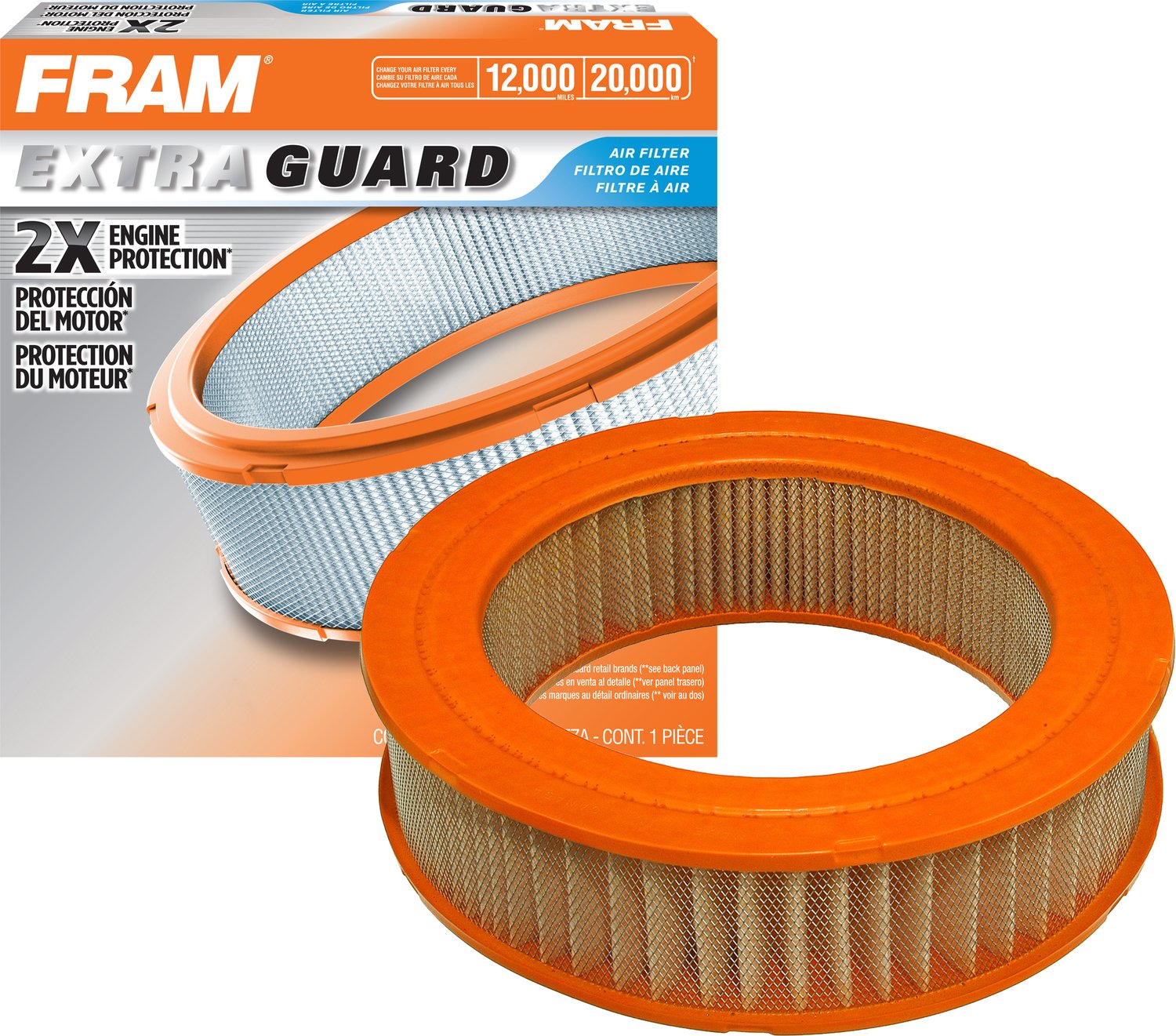 Filtro de Ar do Motor FRAM Extra Guard Redondo Plastisol - Substituição Fácil com Proteção Avançada e Desempenho Ideal, CA3187