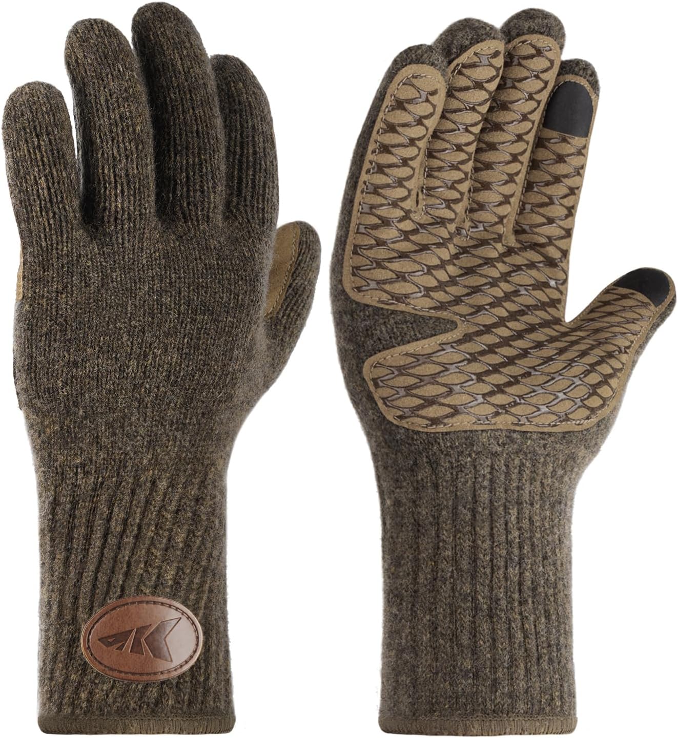 KastKing Bully Wooly Full Finger Gloves, Wool Fishing Gloves,Extended Cuff, Winter Gloves for Ice Fishing, Hunting, Hiking