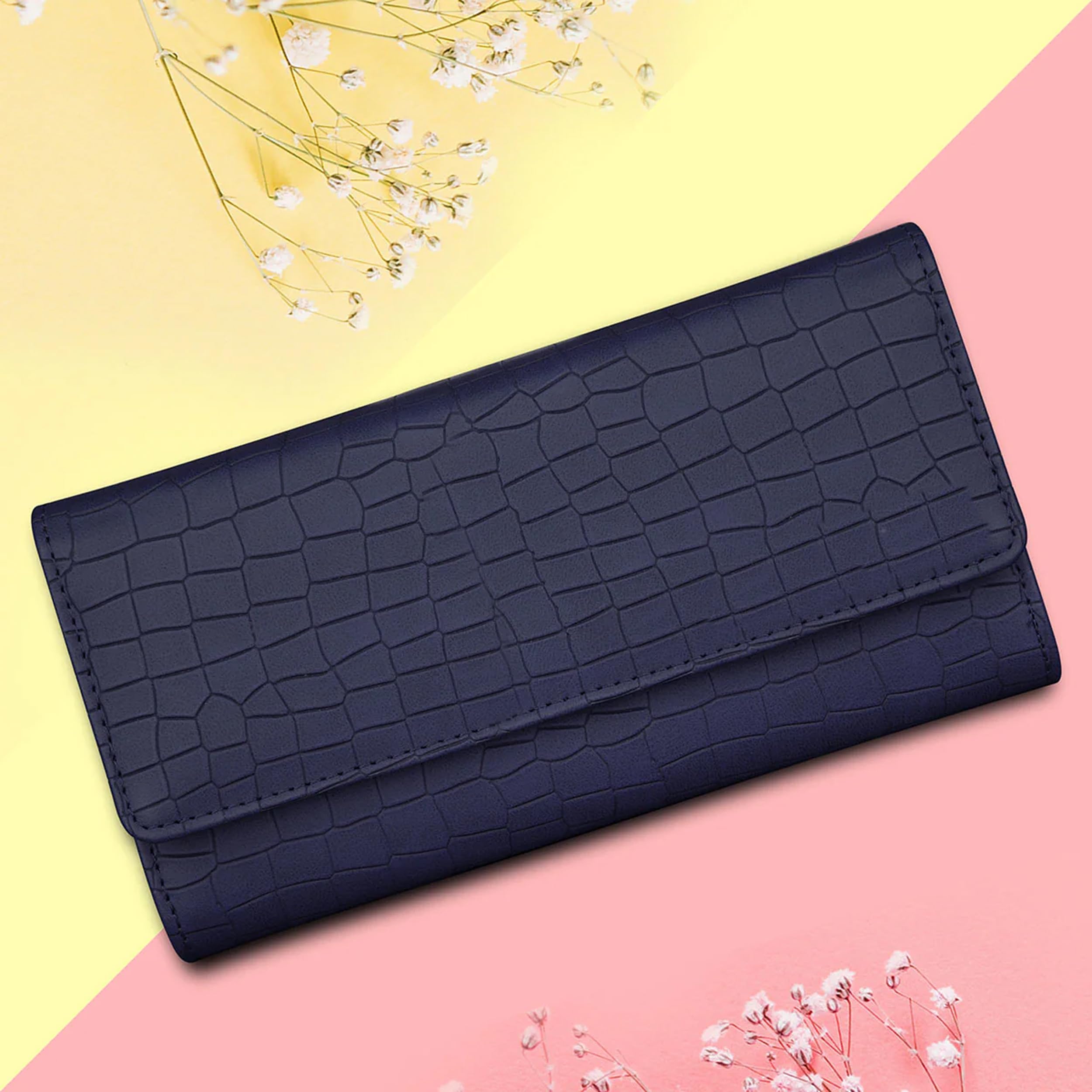 The Wallet Store Croco Design Clutch - Blue