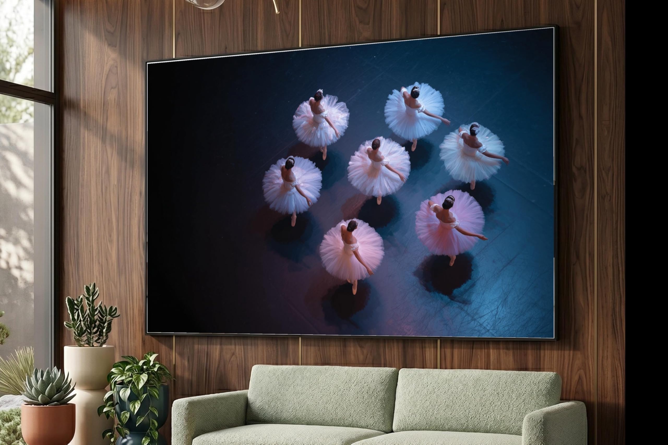 XBTYKPB Ballet Dancers Performance Canvas, White Tutu Dance Art, Graceful Ballet Wall Decor,Stage Dance Scene Canvas, Home Print(80x110cm/Frameless)