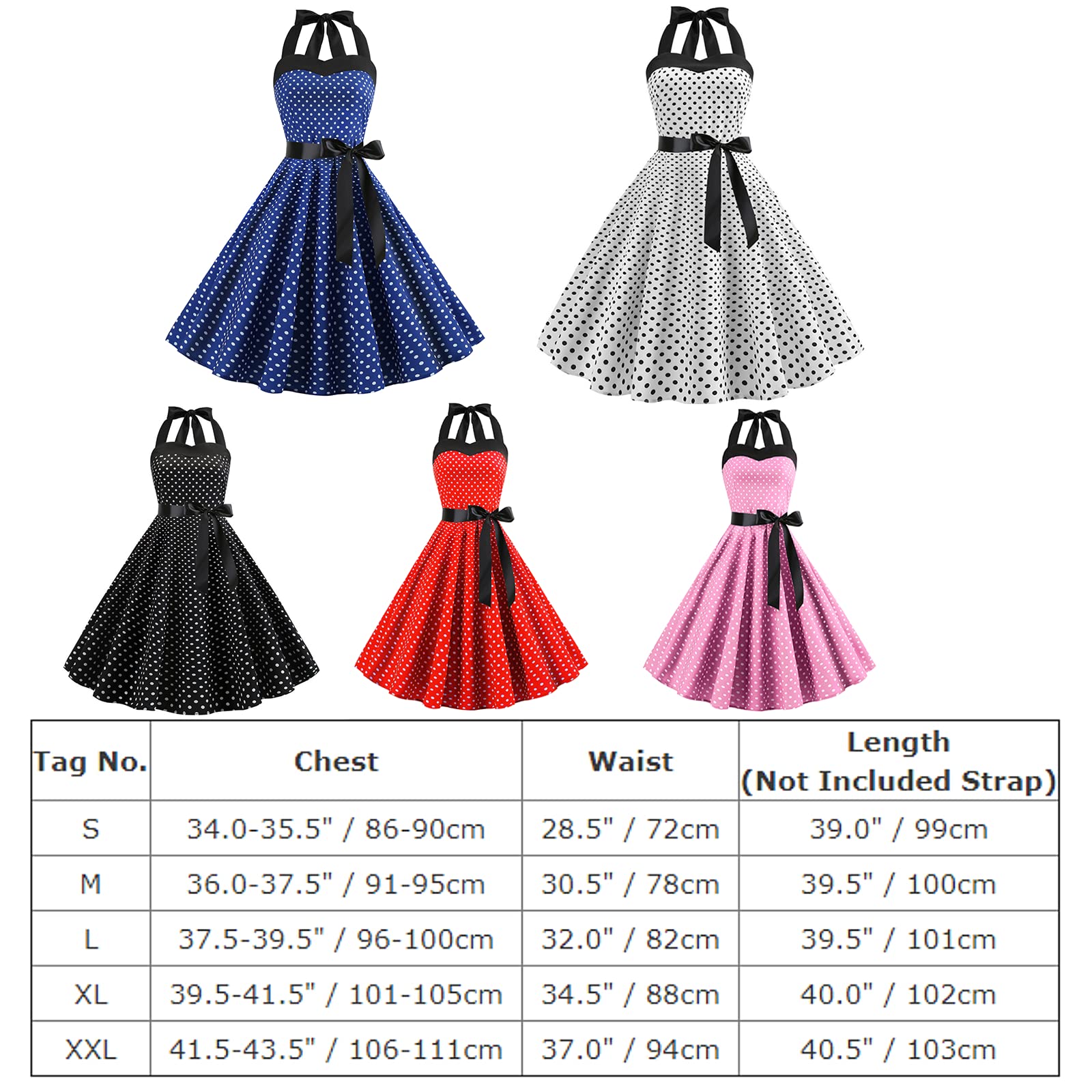 Abito vintage anni '50 da donna retrò Rockabilly Pin Up elegante Abiti senza maniche a schiena scoperta, scollo a cuore Polka Dot Trapezio Matrimonio Cocktail Serata Festa Cerimonia Casual al