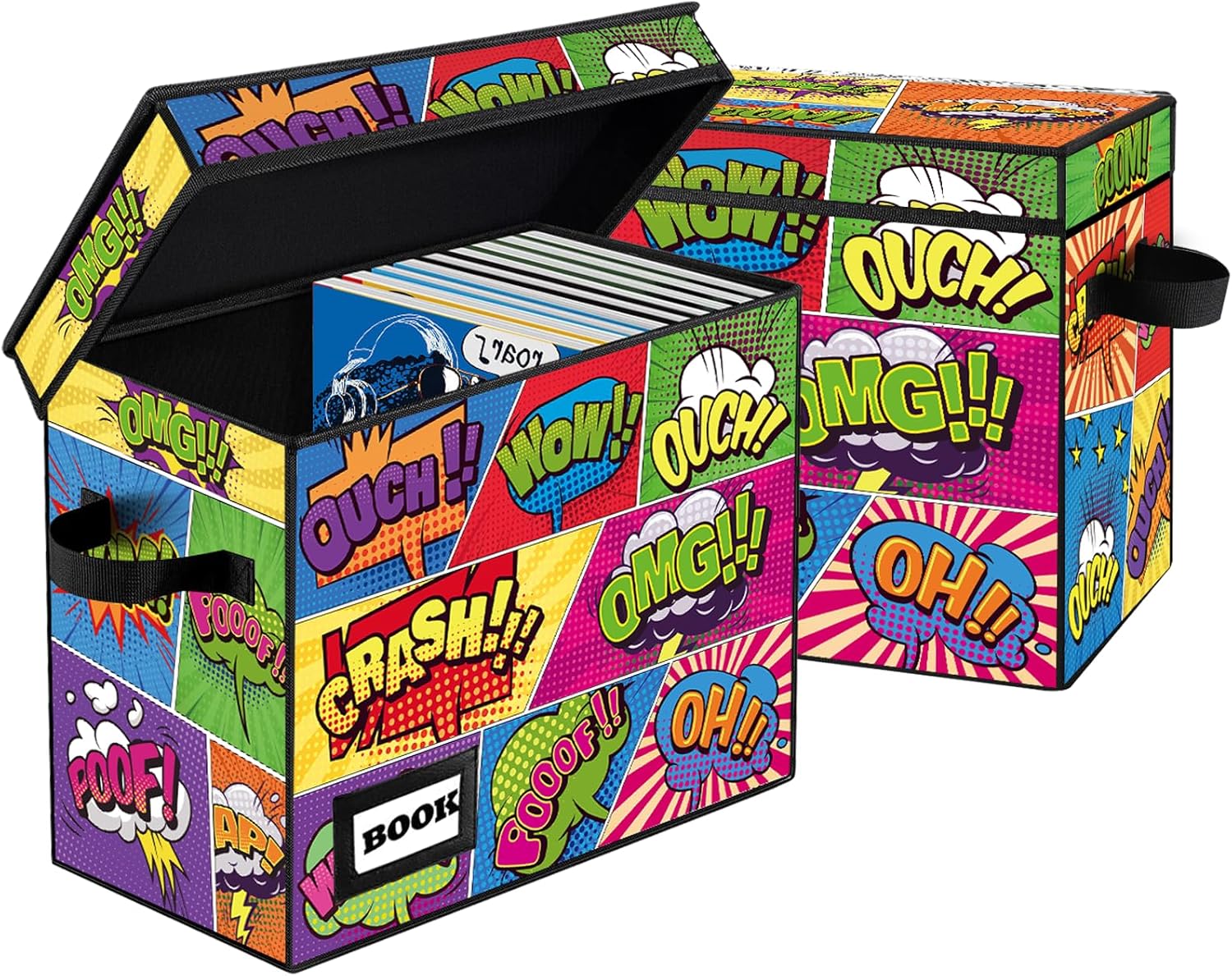YNSZAS 2 Pack Comic Book Storage, Comic Book Box, 15.8" X 7