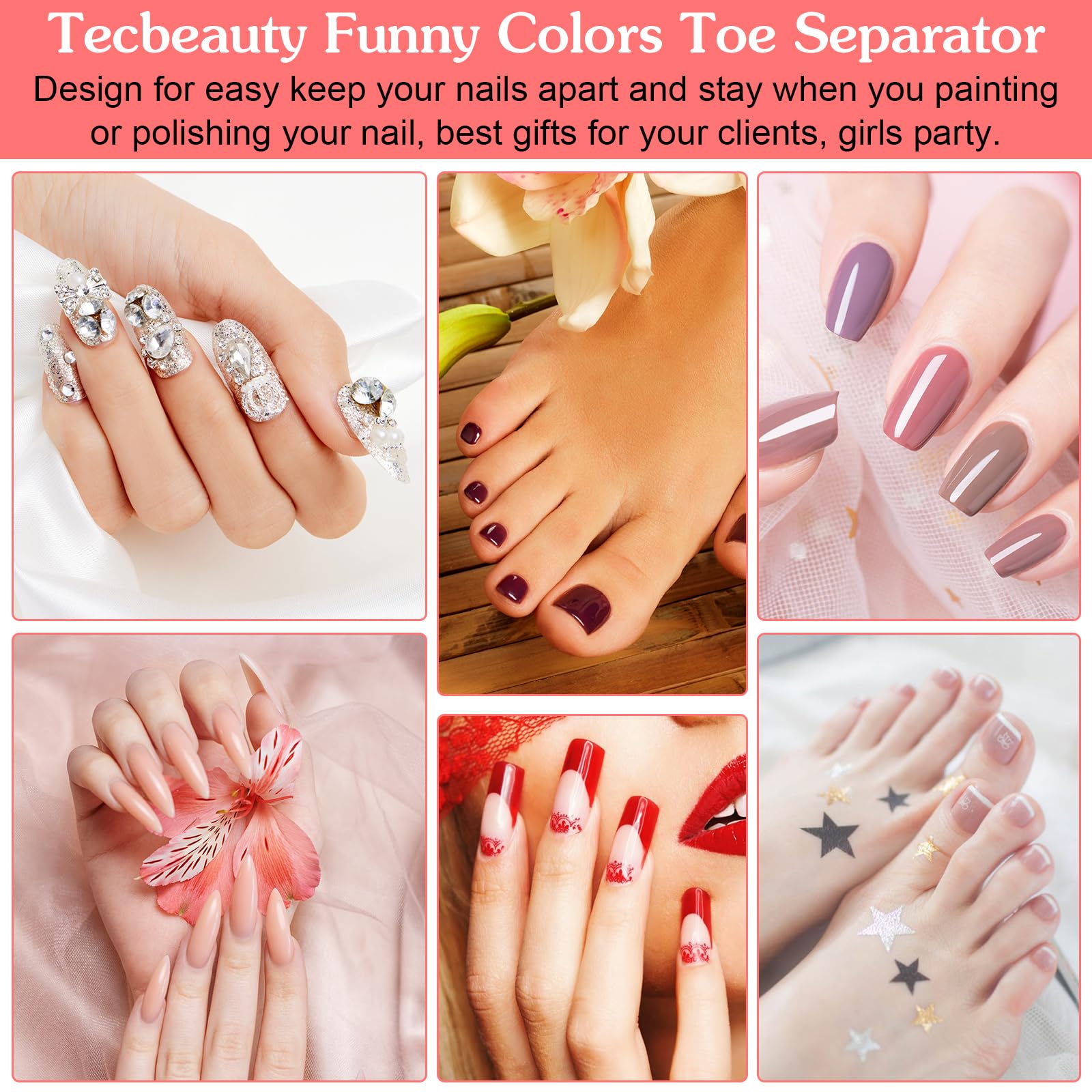 300 separadores de dedos para esmalte de uñas, separador de dedos a granel, pedicura, pie correcto para hombres y mujeres, esmalte de uñas, suministros de pedicura cómodos y suaves (blanco)