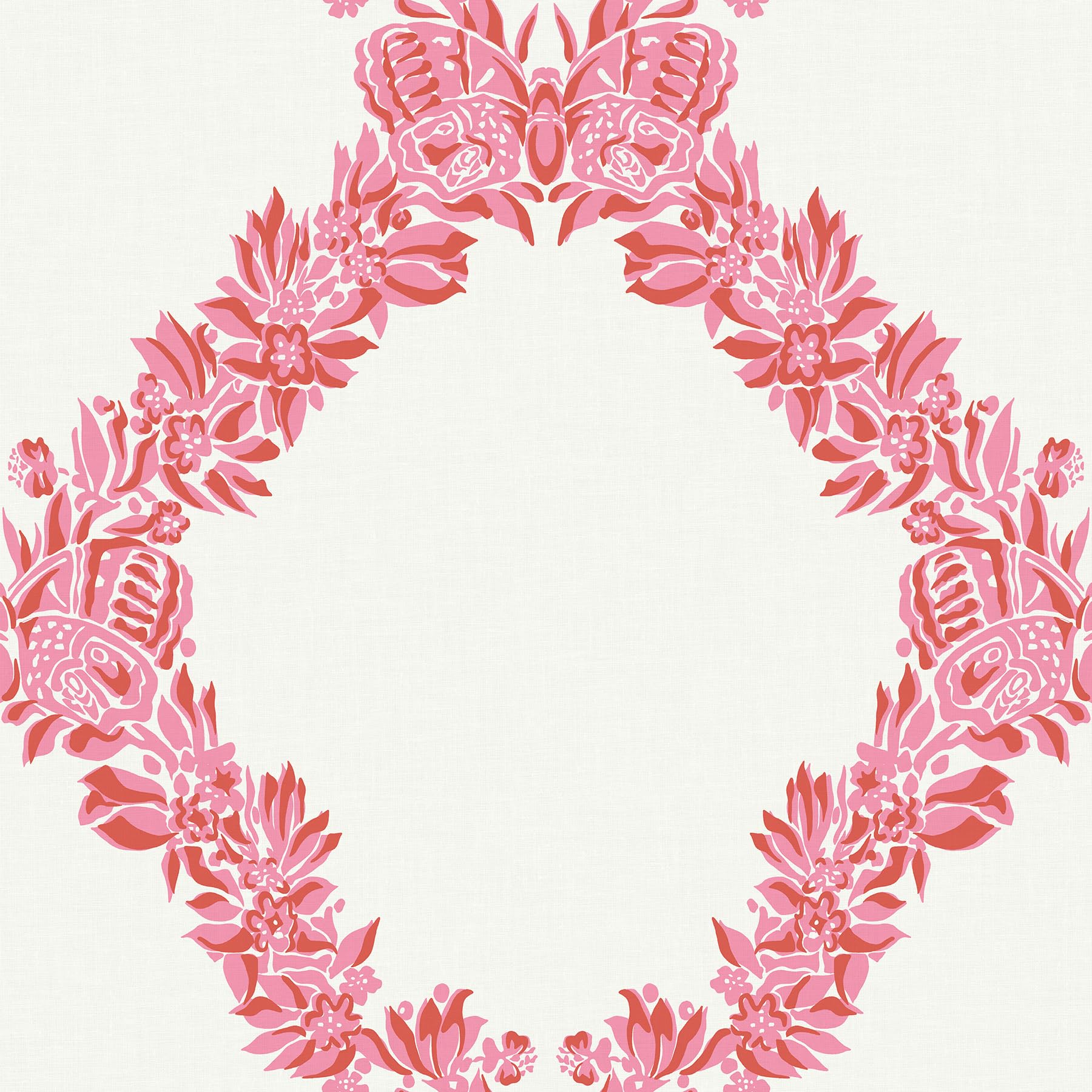NuWallpaper x Scalamandre Pink Valentino Wreath Peel & Stick