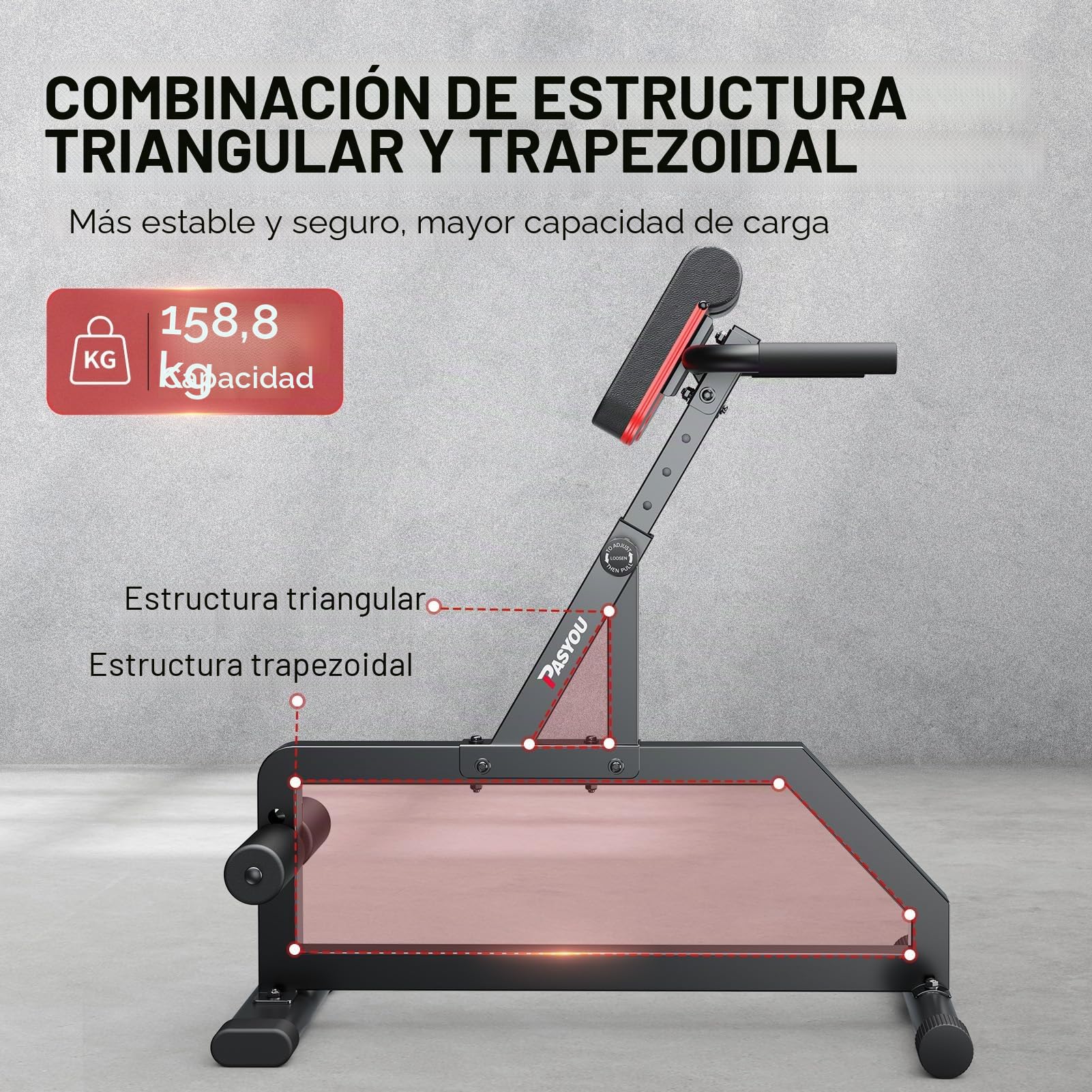 PASYOU Silla Romana Con Hiperextensión, Banco Para Sentarse Para Entrenamientos De Glúteos Y Abdominales Para El Hogar, Inclinación De Ajuste Opcional Y Silla Romana Multifunción