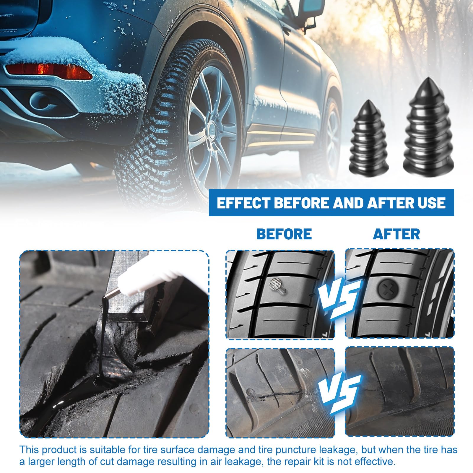 Colle Vulcanisante Pour Pneus WEILAOK - Réparation Rapide Crevaisons, Trous, écailles - 60ml, Résiste -50°C à 180°C