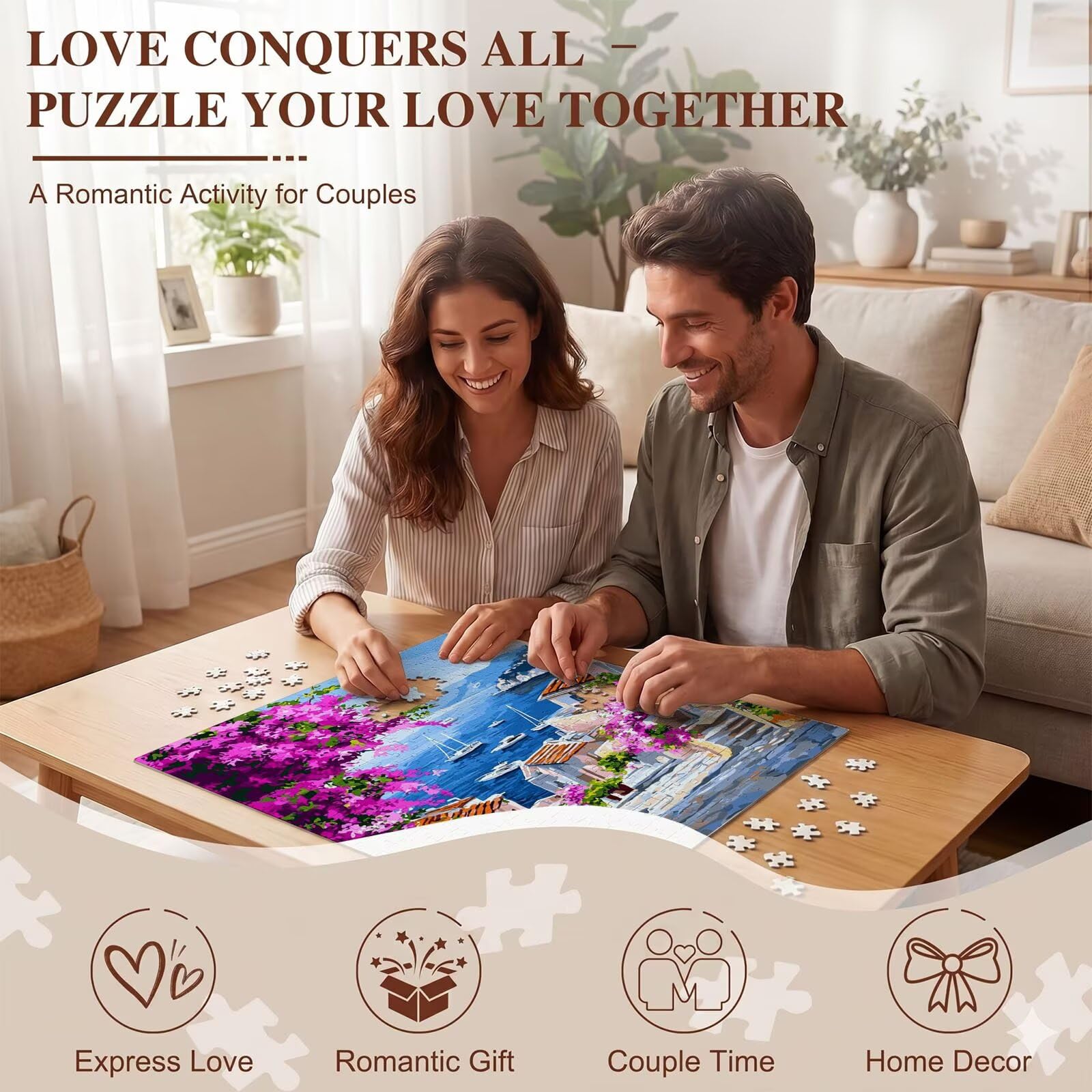 Vista al mar Bote Puzzle de 1000 Piezas, Juego de Mesa Familiar de Madera - Rompecabezas Adultos para Toda La Familia, Rompecabezas Educativo DIY y Antiestrés - Regalo de Mujer, 75 x 50 cm f0-251