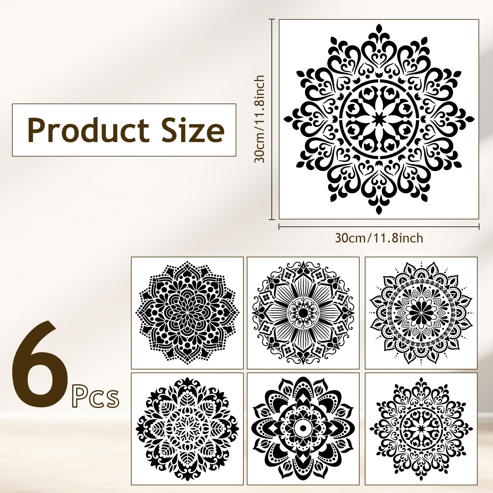 CDIYTOOL Set di 48 stencil per mandala, riutilizzabili, per pittura, piastrelle, per fai da te, rocce, legno, pareti, progetti artistici, porte, tavoli, finestre, pietre, decorazione da parete e album