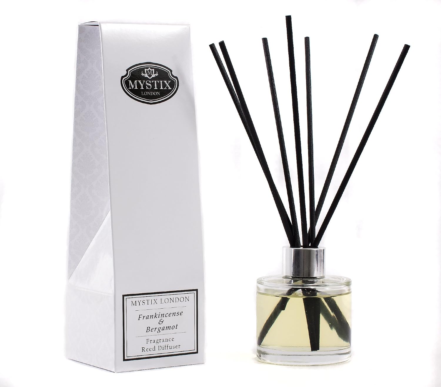 Mystix London | Frankincense & Bergamot Fragrance Oil Reed Diffuser | 100ml | Best Aroma for Home, Kitchen, Living Room and Bathroom | Perfect as a Gift | Refillable