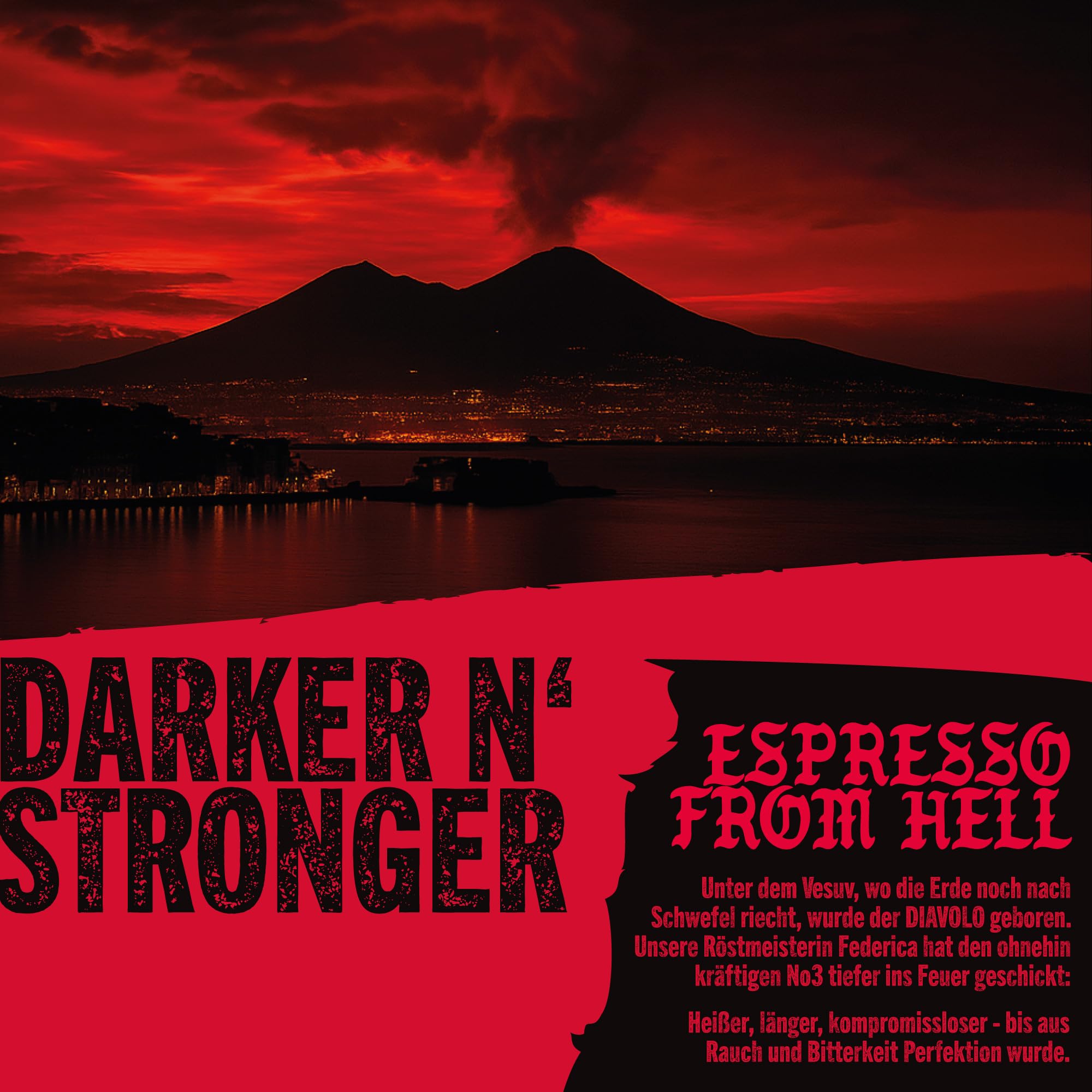 DEAD OR ALIVE Caffè Espresso in Grani DIAVOLO – Tostatura Scura Estrema – 100% Robusta – Bassa Acidità – Stile Napoletano – 1 kg