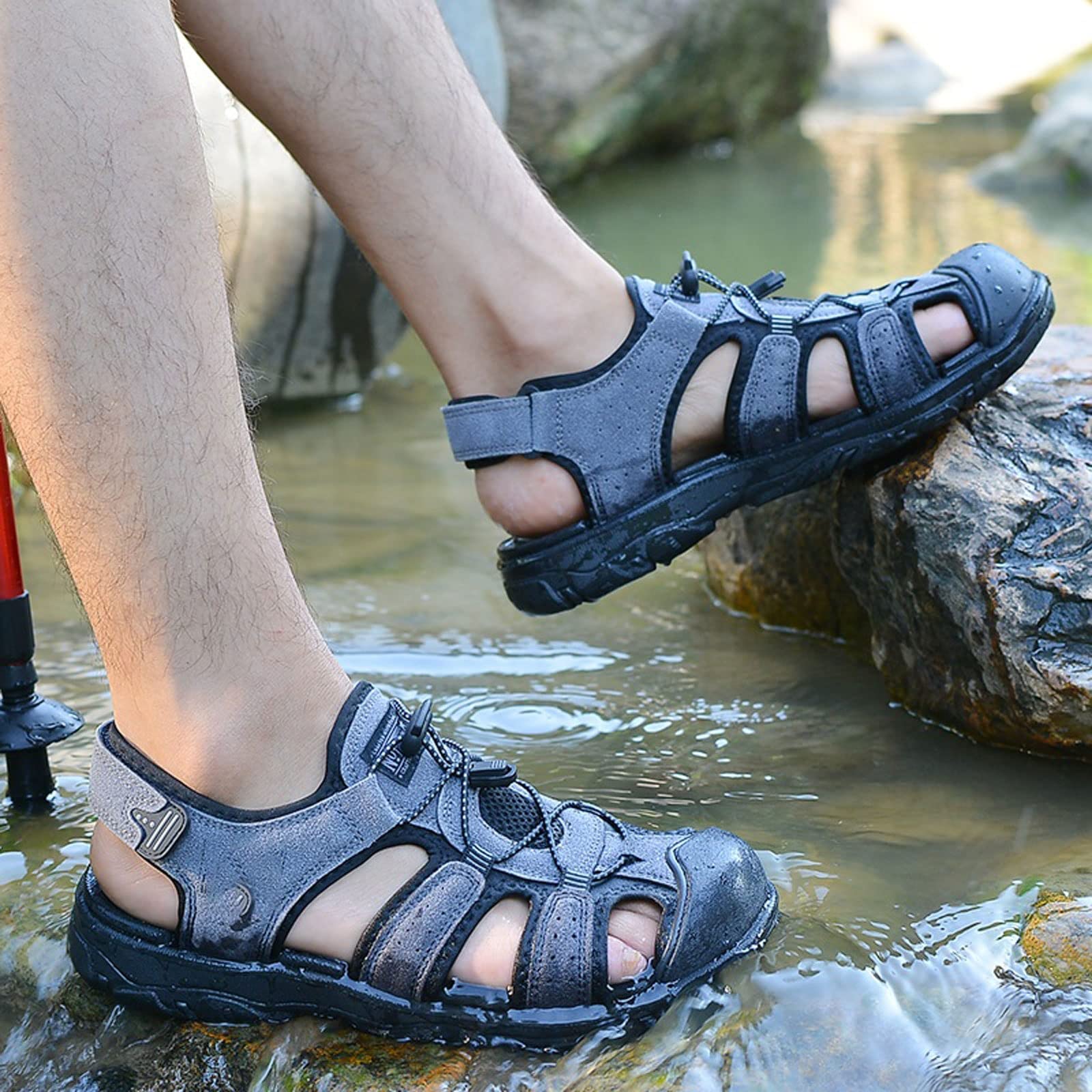 RXZCHH Sandalias para Hombre Sandalias para Hombre Zapatos de Playa Antideslizantes para el hogar de Cuero de Verano Zapatos Informales Deportivos Zapatillas Transpirables para Hombre