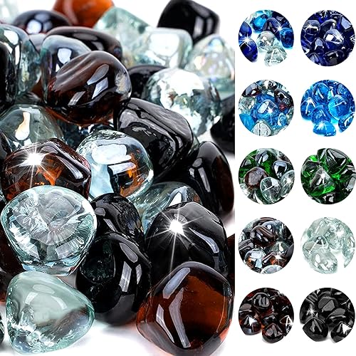 onlyfire Diamantes de cristal de fuego de 10 libras para hoguera de propano, piedras de cristal mezcladas de 12 pulgada para chimenea de gas y mesa