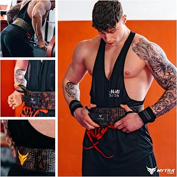 Mytra Fusion Weight Lifting Belt Real Leather Lifting Belt With Lever Workout Bet for Men & Women Powerlifting Belt