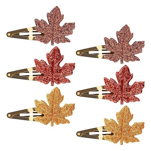Doneace Fall Maple Leaf Hair Clips Glitter Maple Leaf Hair