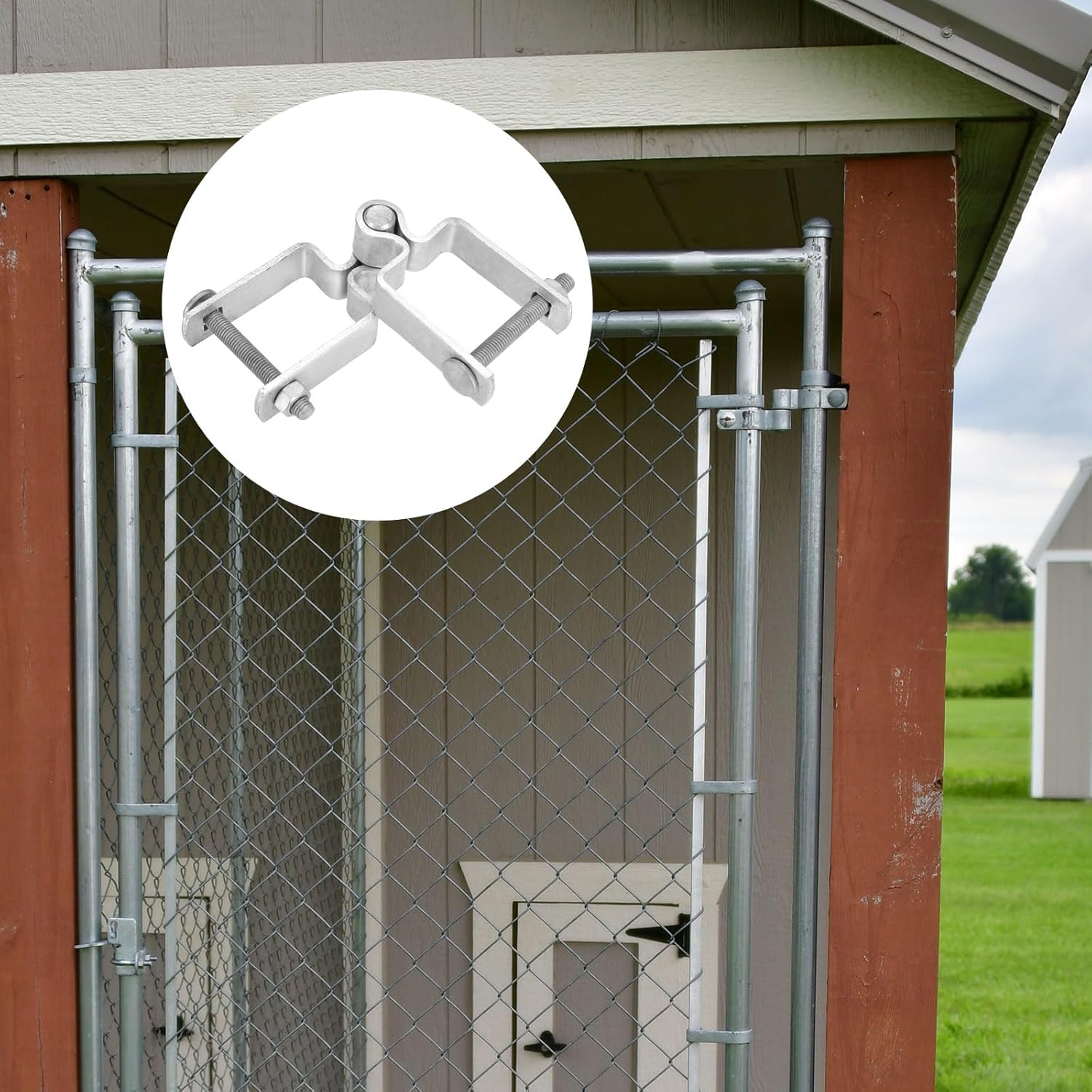 uxcell 2 Pack Chain Link Fence Gate Post Hinge, 2" x 2" Galvanized Steel Chain Link Fence Post Hinges Heavy Duty Gate Frame Hinge with Bolts and Nuts for Outside Square Pipe