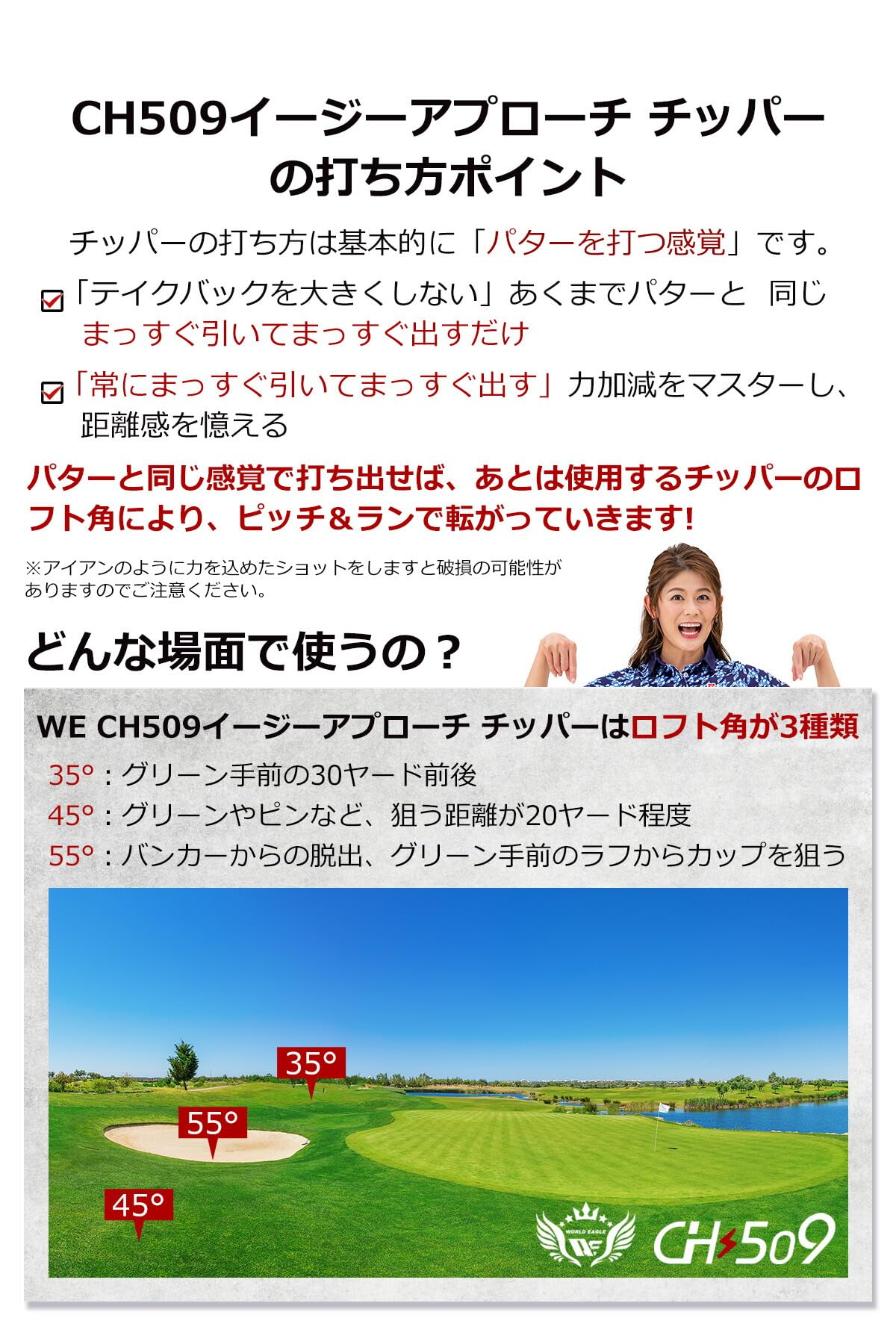 Amazon | WORLD EAGLE CH509 イージーアプローチ チッパー 35° 初心者
