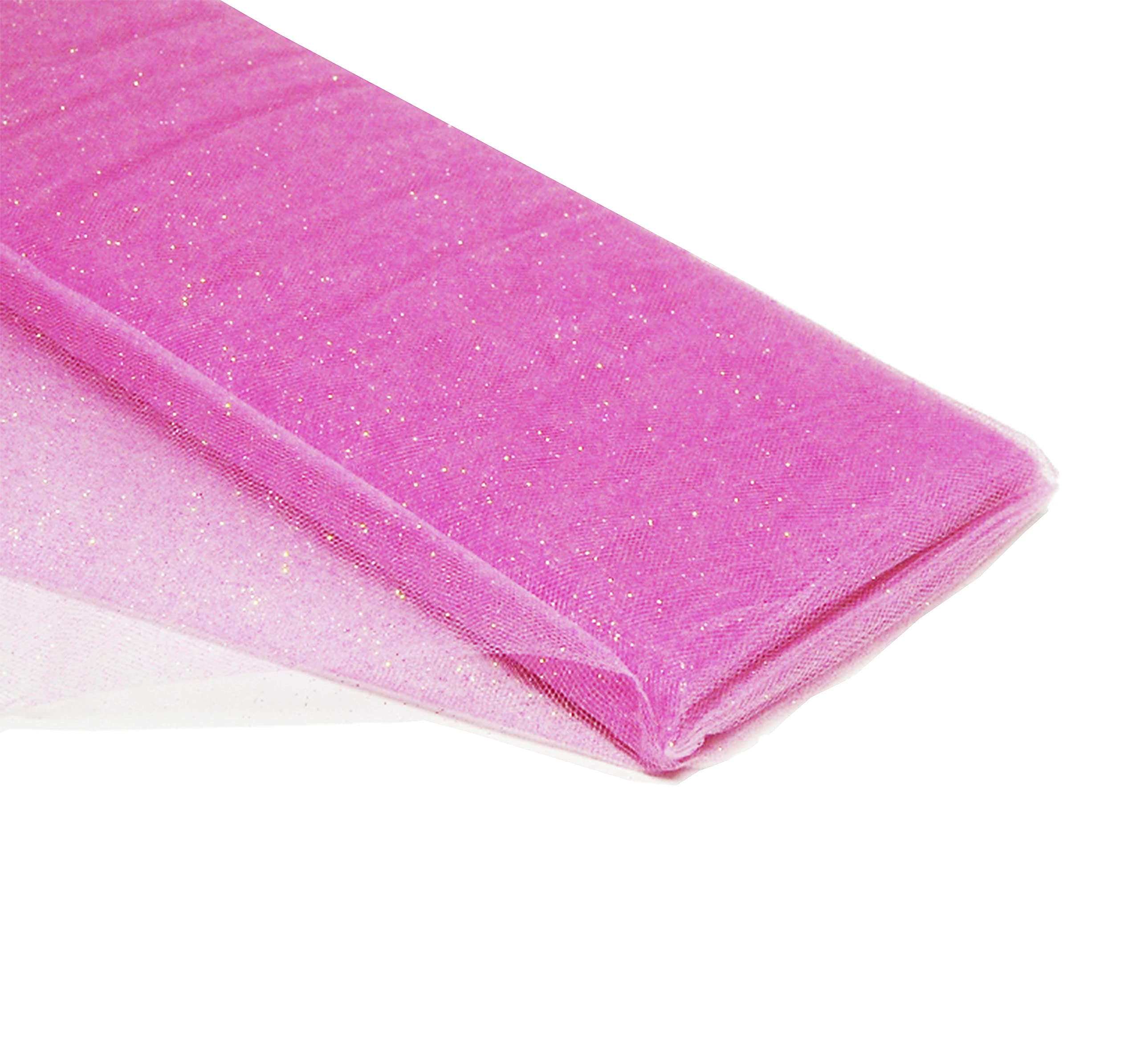 54" by 10 Yards (30 ft) Glitter Fabric Tulle Bolt for Wedding and Decoration (Pink)