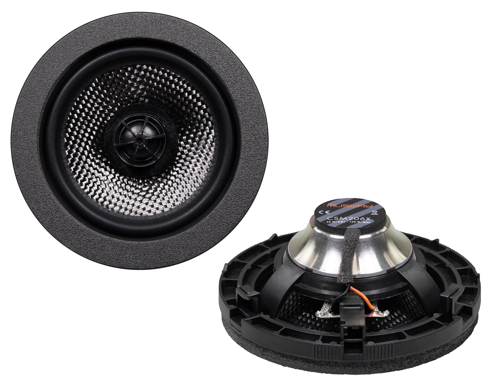 Musway CSM206X - 10cm 2-Wege Koaxial -Lautsprecher kompatibel mit Mercedes Benz C-Klasse (W206) | 1 Paar