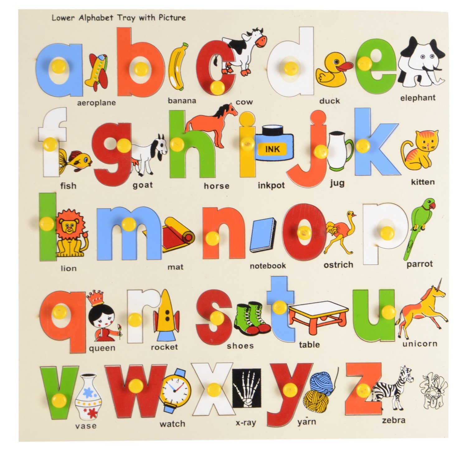 Skillofun L-7Sk Wooden Lower Alphabet Tray, Learn Letters, Colors, Animal, Object Names with Interactive Pictures and Knobs for Toddler Development (B009GCQZN4) Amazon Price History, Amazon Price Tracker