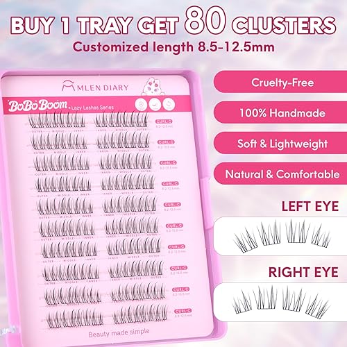 Miniatura 2 de Extensiones de pestañas en racimo de pestañas para bricolaje, 90 racimos de pestañas de 0.35-0.630 pulgadas, rizo D, volumen mega Wispy, extensiones