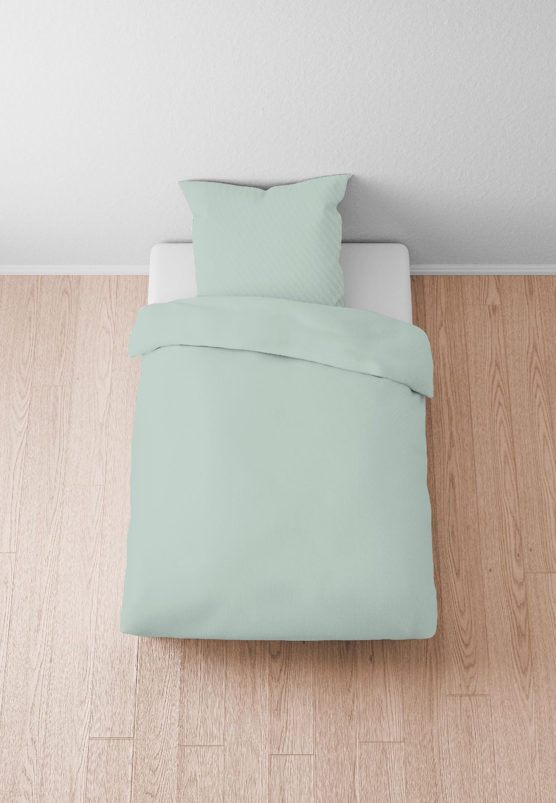 biberna Premium Tencel Bettwäsche Garnitur 135x200 cm grün | 100% Lyocell | pflegeleicht, weich, glatt, temperaturregulierend | Reißverschluss | Sommerbettwäsche aus Eukalyptus | Uni | Modell 0470500