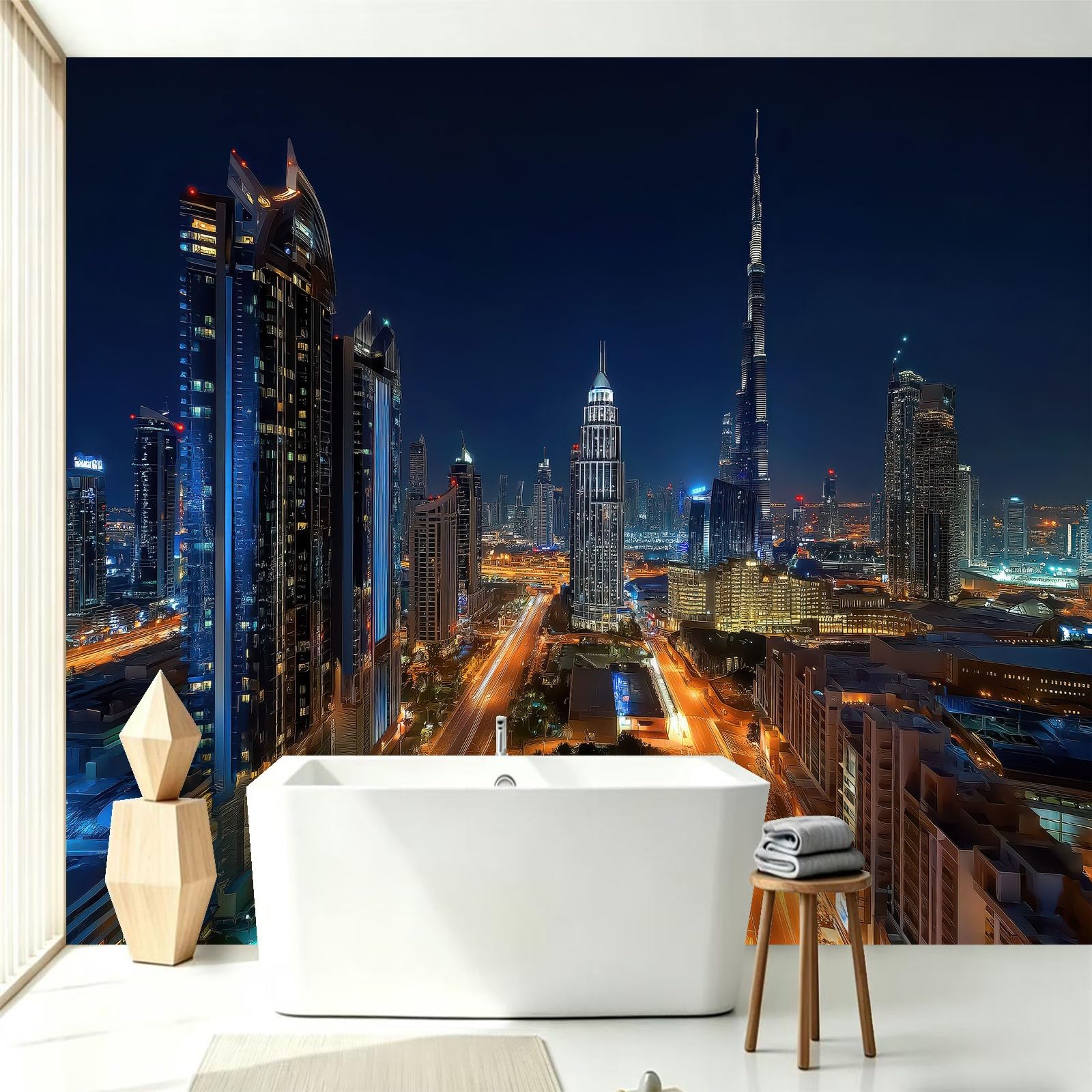 Générique Panoramiczna tapeta z włókniny 200x140cm - Wieżowiec miejski krajobraz drapacz nieba, miejski plakat ścienny fotografia do salonu sypialni i biura - Dekoracja ścienna 3D