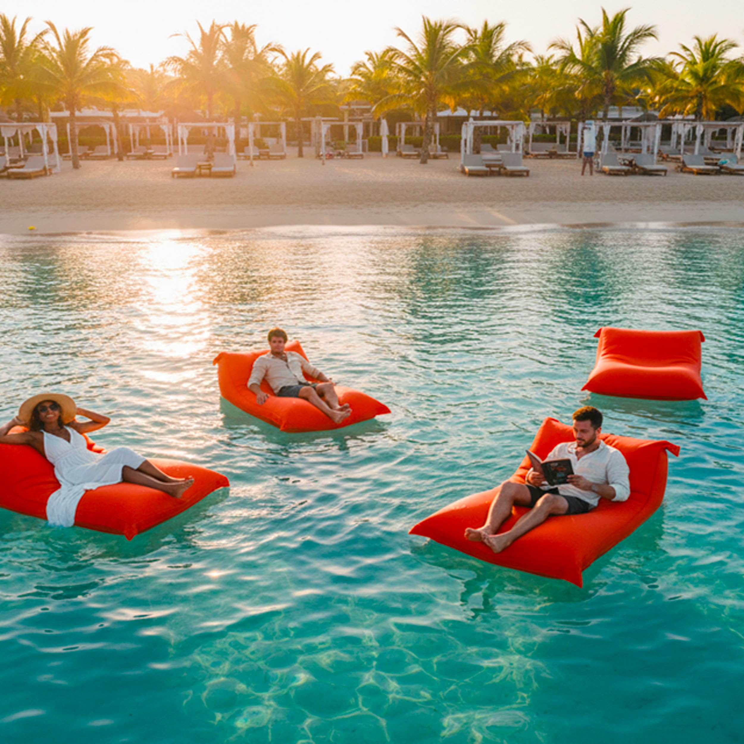 Pouf Géant XXL Déhoussable Flottant pour Piscine Orange LIVEDECO