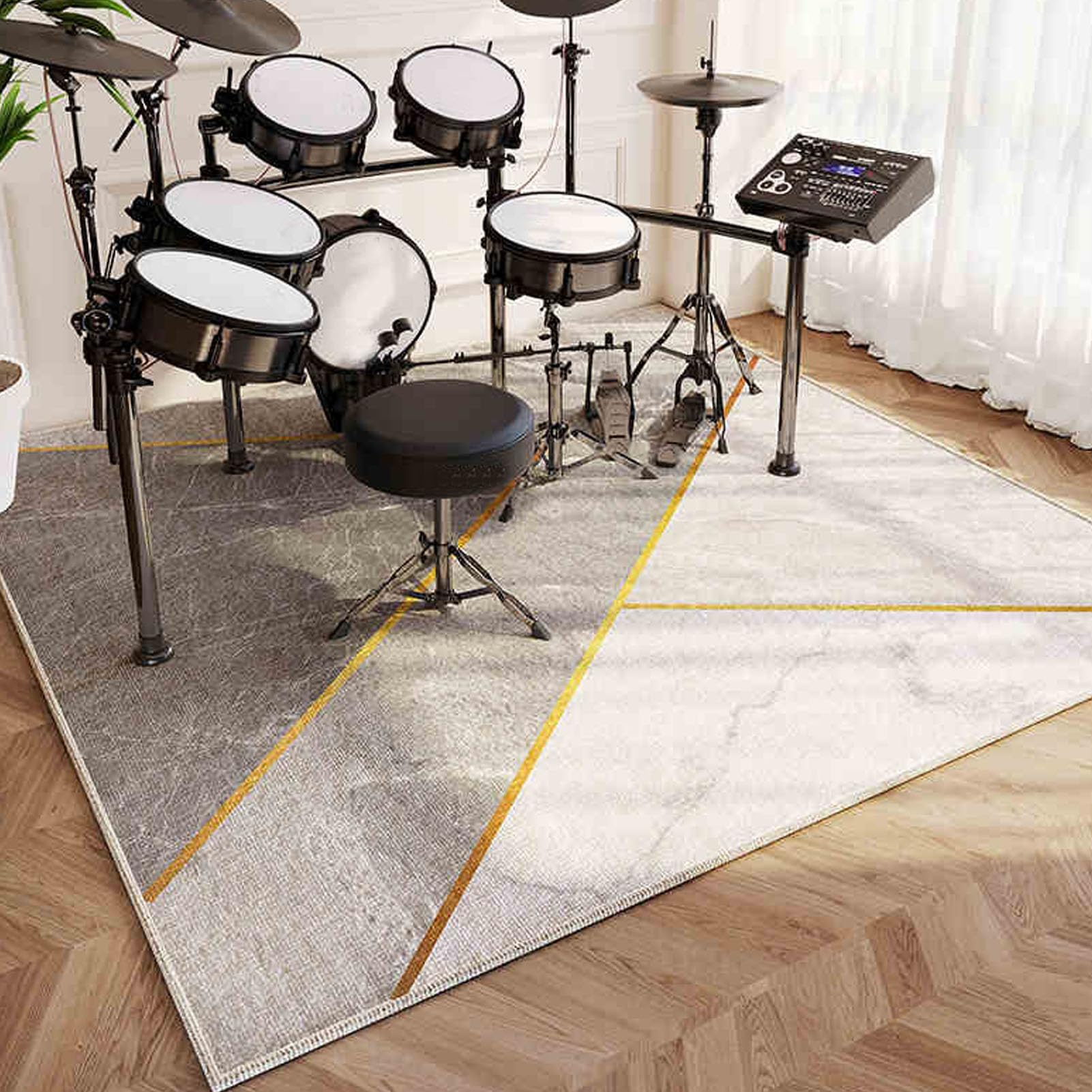 Mata na baterie, dźwiękoszczelna mata bębnowa, instrumenty muzyczne mata podłogowa 160 x 140 cm, mata ochronna, akcesoria perkusyjne, wykładzina antypoślizgowa