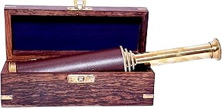 NAVIROCK Pirate Monocular Telescope, High Zoomable Collapsible Monocular Brass Spyglass Handheld Telescope Monocular for Bird Watching Hunting Hiking Travelling