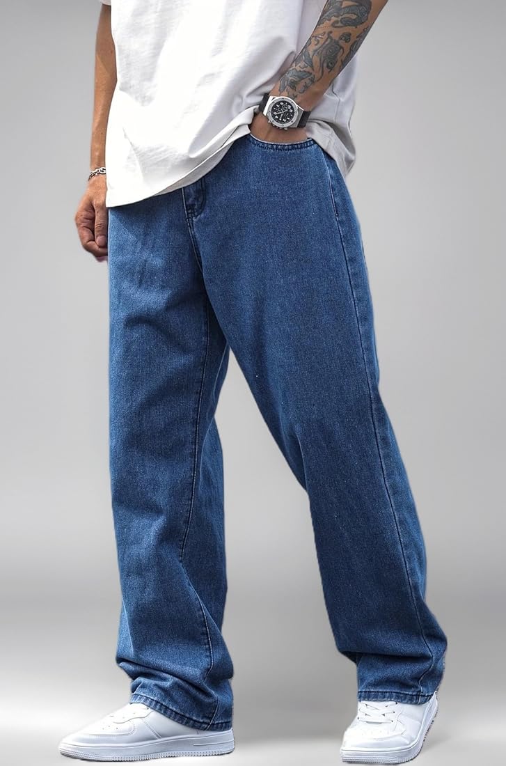 Buy THIRD QUADRANT Men's Relaxed Fit Non-Stretch Blue Denim Jeans Buy THIRD QUADRANT Men's Relaxed Fit Non-Stretch Blue Denim Jeans